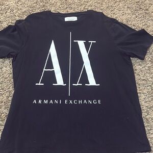 Armani Exchange Black Tee with White Logo